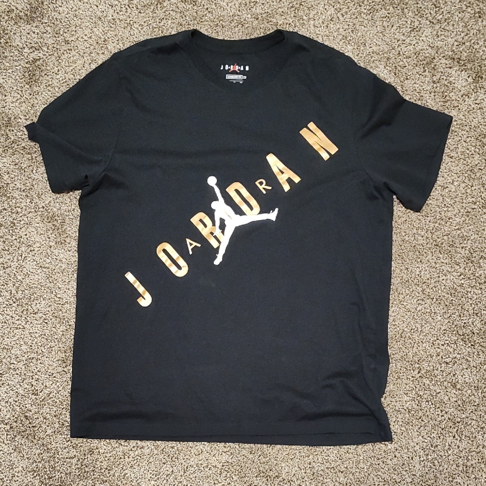 Jordan Black Short Sleeve Tee with Gold Diagonal Logo